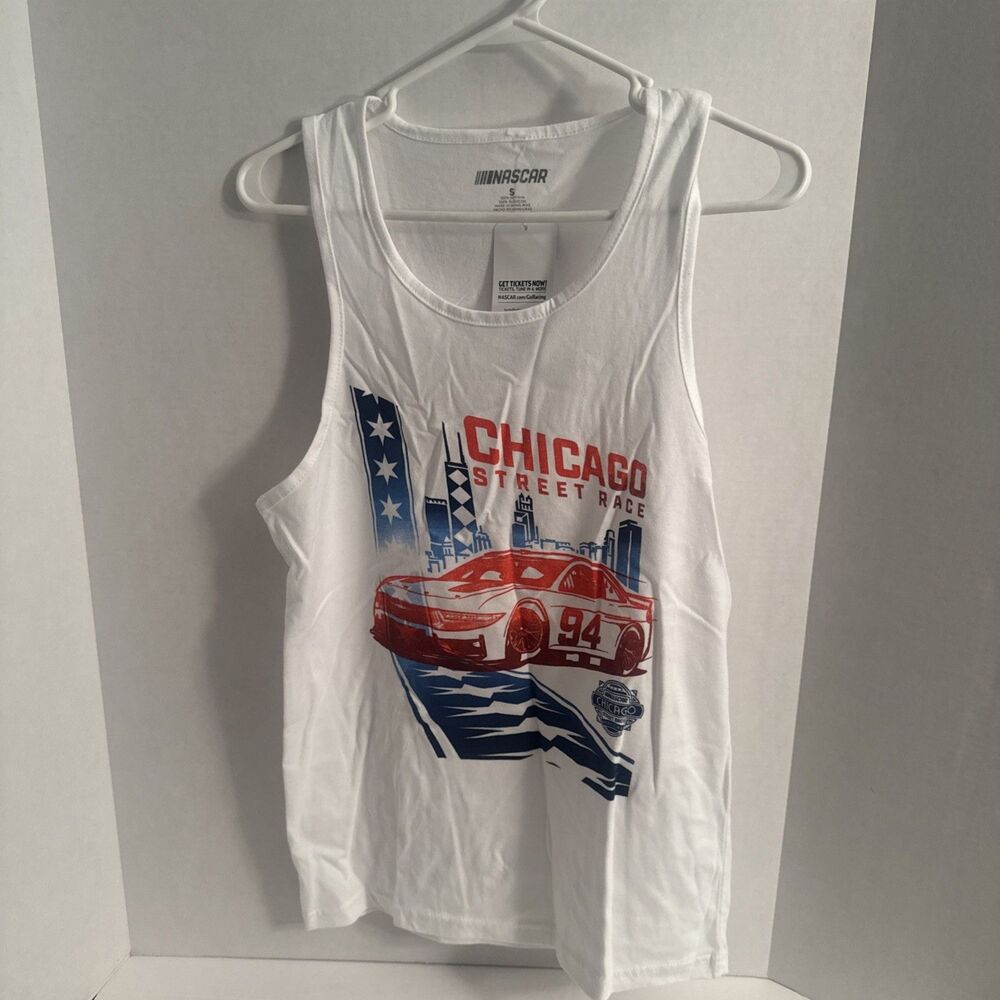 NASCAR Chicago Street Race Graphic Tank Top Men's Small White NWT